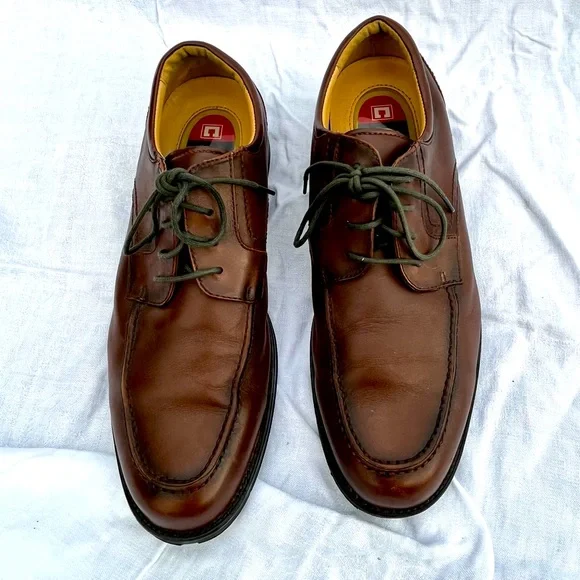 chaps brown dress shoes Chaps Dress Casual Shoes Mens 9.5 Brown Leather Lace Up Rubber Sole, NWOT